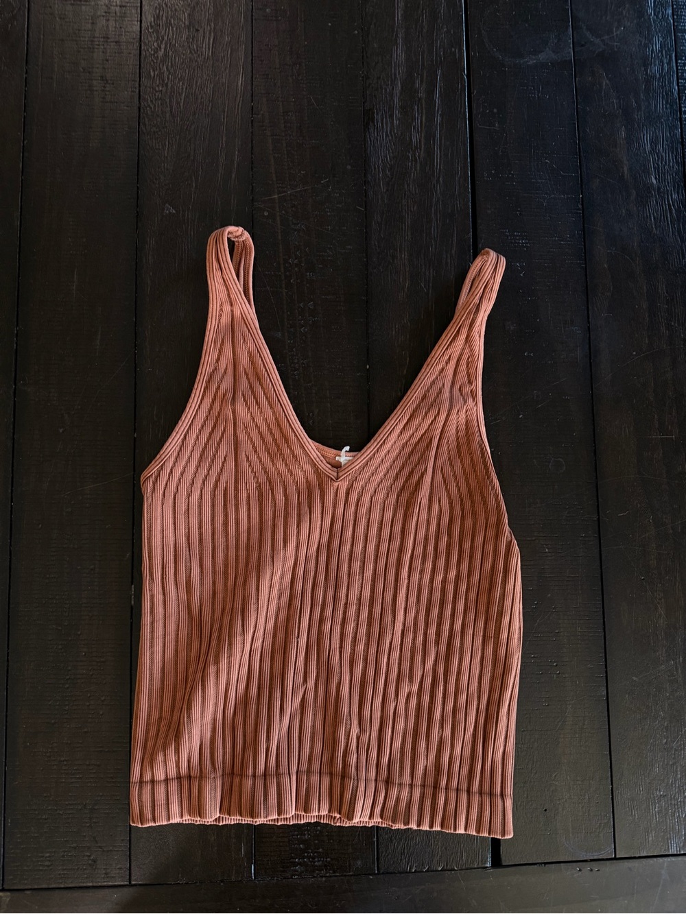 Ribbed V-Neck Tank Top - Rust